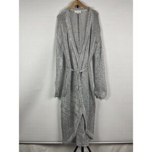 Meshki SilverShimmer Catalina Longline Knit Metallic Carigan Swim Coverup Size L